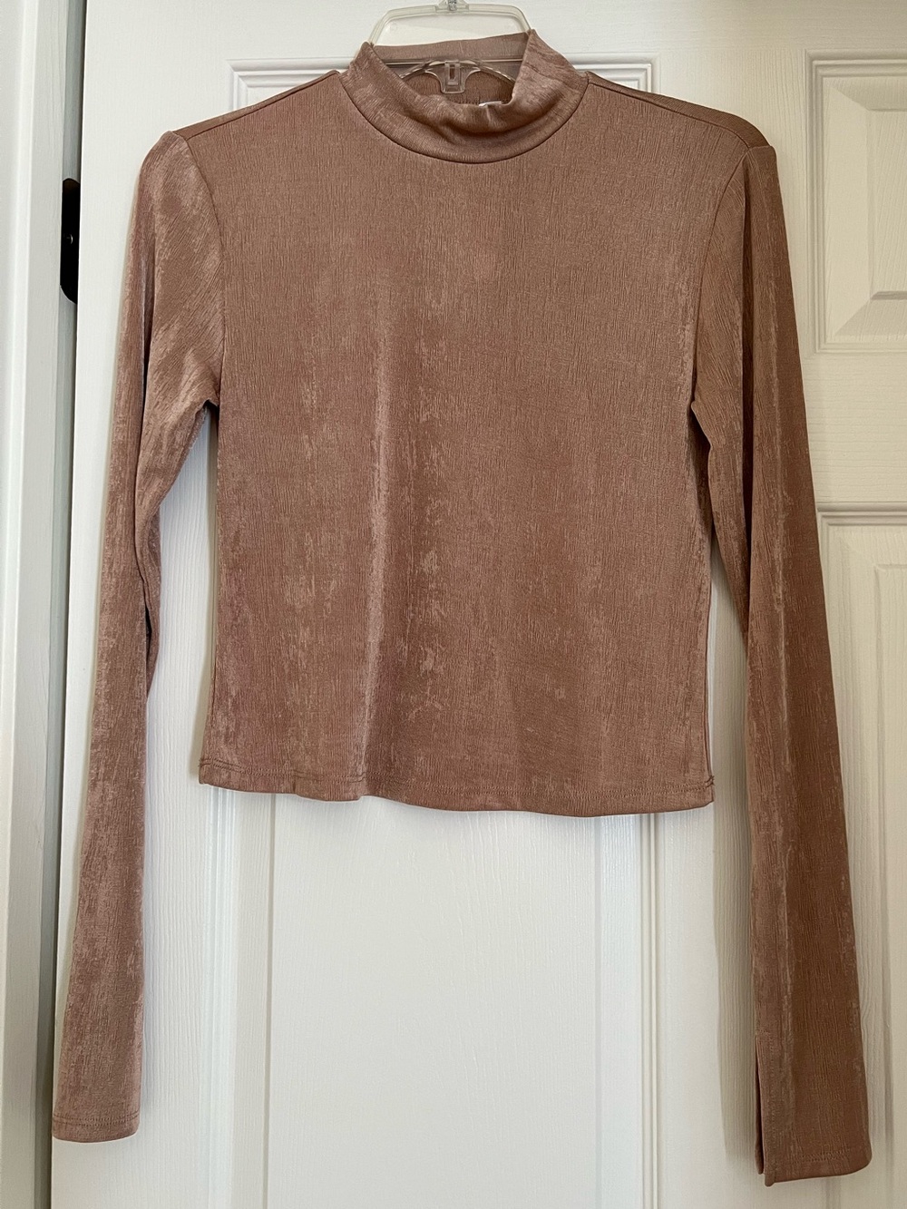 Women's Mock Neck Long Sleeve Top in Taupe